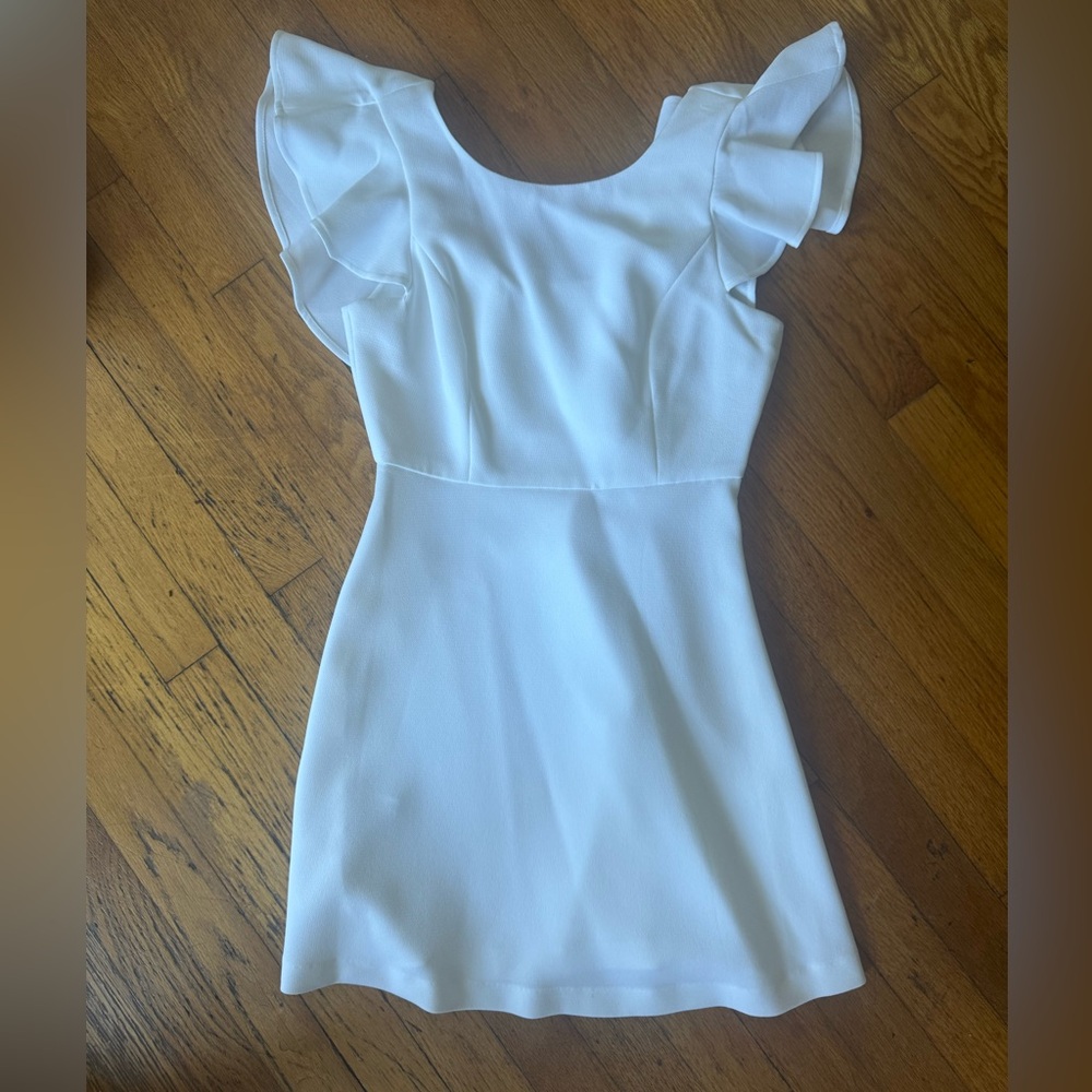 BCBGeneration White Dress with Ruffle Detail